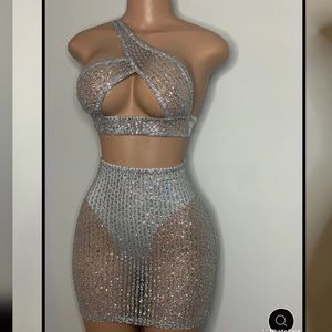 Silver glitter skirt two peace set